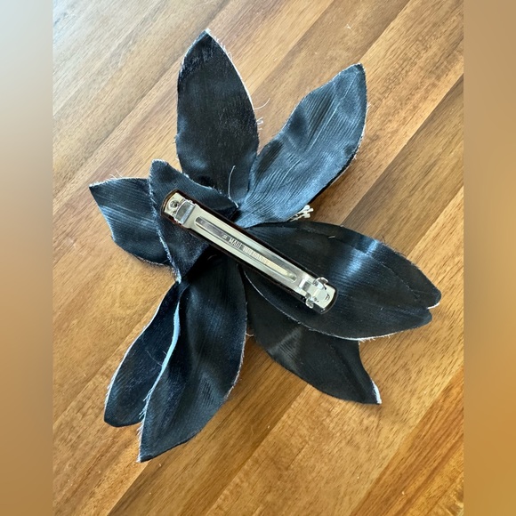 Vintage Large French Silver Flower Barrette - Picture 6 of 6